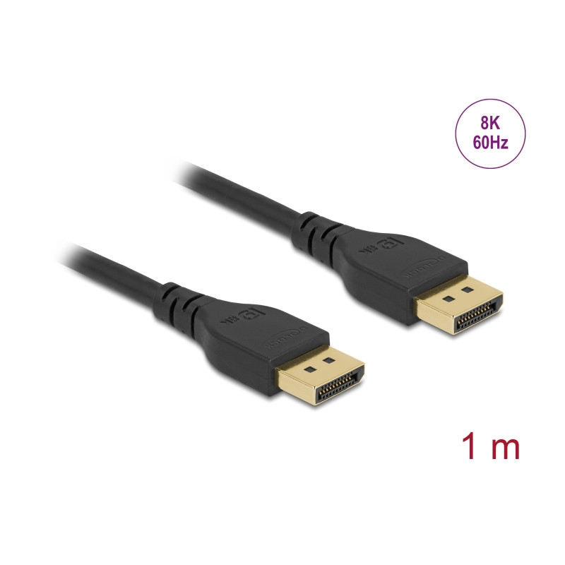 Delock DisplayPort Kabel 8K 60 Hz 1 m DP 8K zertifiziert ohne Einrastfunktion