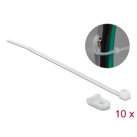 Delock Befestigungsschelle 3,2 mm mit Kabelbinder L 100 x B 2,5 mm weiß