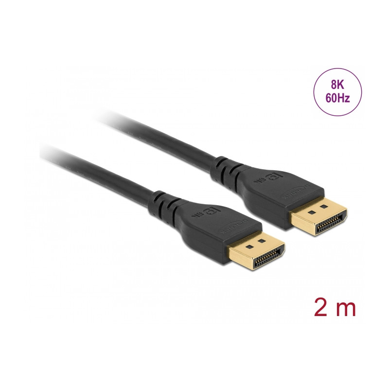 Delock DisplayPort Kabel 8K 60 Hz 2 m DP 8K zertifiziert ohne Einrastfunktion
