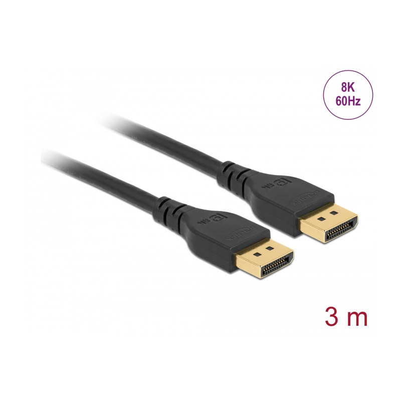Delock DisplayPort Kabel 8K 60 Hz 3 m DP 8K zertifiziert ohne Einrastfunktion
