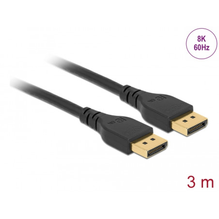Delock DisplayPort Kabel 8K 60 Hz 3 m DP 8K zertifiziert ohne Einrastfunktion
