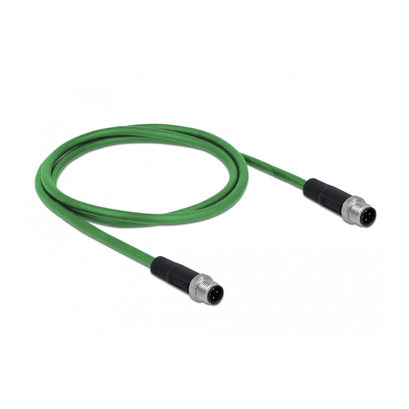 Delock Netzwerkkabel M12 D-kodiert 4 Pin Stecker zu Stecker TPU 1 m
