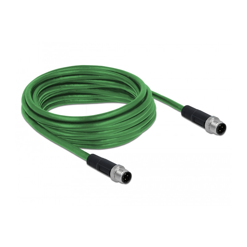Delock Netzwerkkabel M12 D-kodiert 4 Pin Stecker zu Stecker TPU 5 m