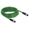 Delock Netzwerkkabel M12 D-kodiert 4 Pin Stecker zu Stecker TPU 5 m