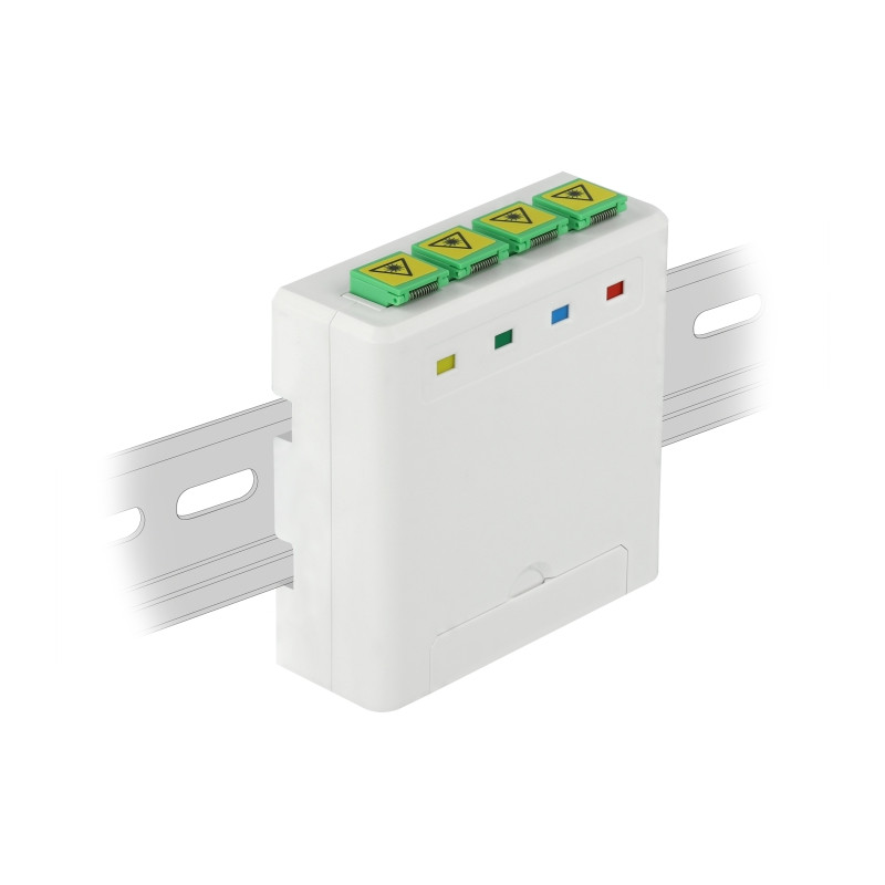 Delock LWL Anschlussdose für Hutschiene 4 x SC Simplex oder LC Duplex