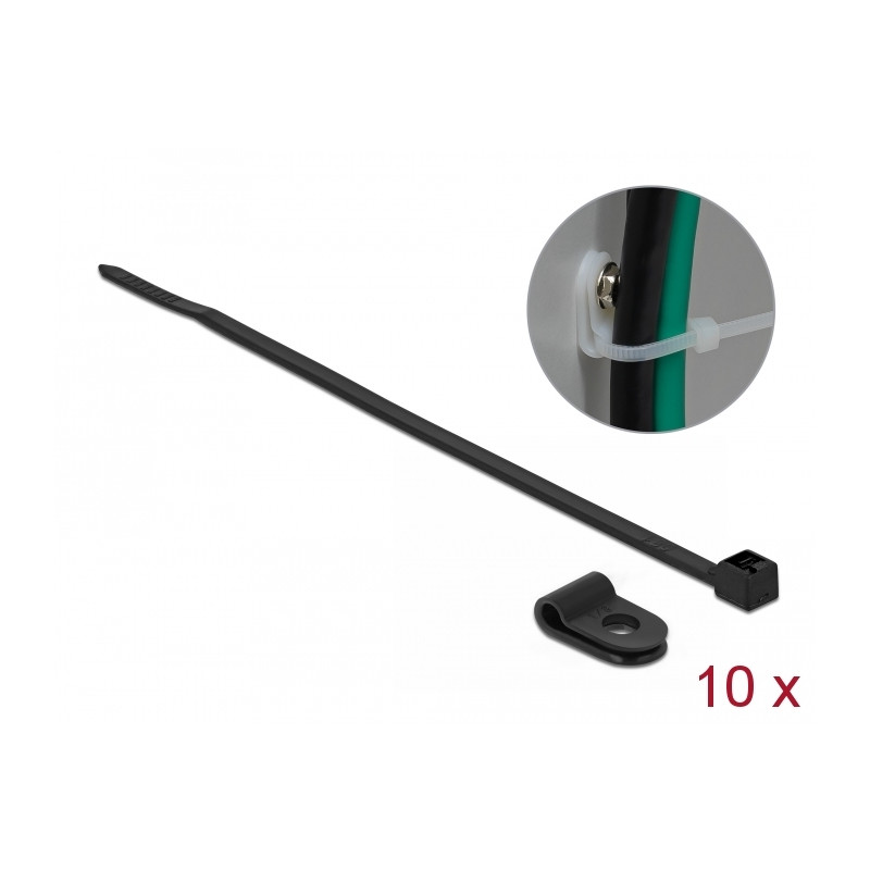 Delock Befestigungsschelle 3,2 mm mit Kabelbinder L 100 x B 2,5 schwarz