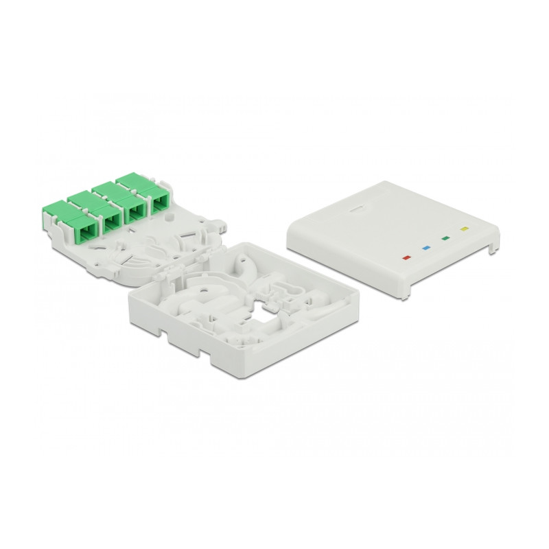 Delock LWL Anschlussdose für Hutschiene 4 x SC Simplex oder LC Duplex