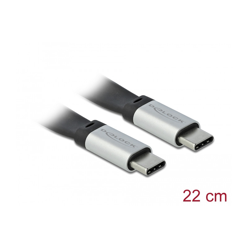 Delock USB 10 Gbps FPC Flachbandkabel USB Type-C™ zu USB Type-C™ 22 cm PD 3 A E-Marker
