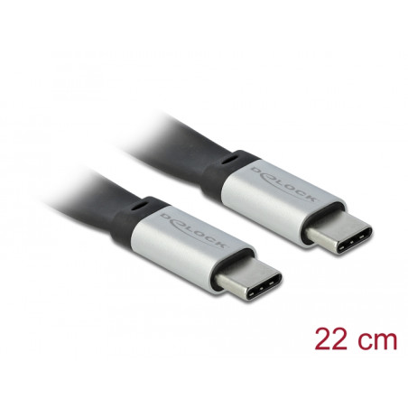 Delock USB 10 Gbps FPC Flachbandkabel USB Type-C™ zu USB Type-C™ 22 cm PD 3 A E-Marker