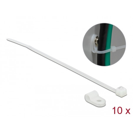 Delock Befestigungsschelle 4,8 mm mit Kabelbinder L 150 x B 2,5 mm weiß