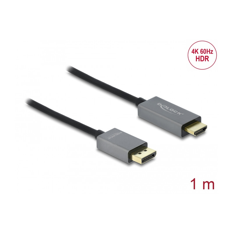 Delock Aktives DisplayPort 1.4 zu HDMI Kabel 4K 60 Hz (HDR) 1 m