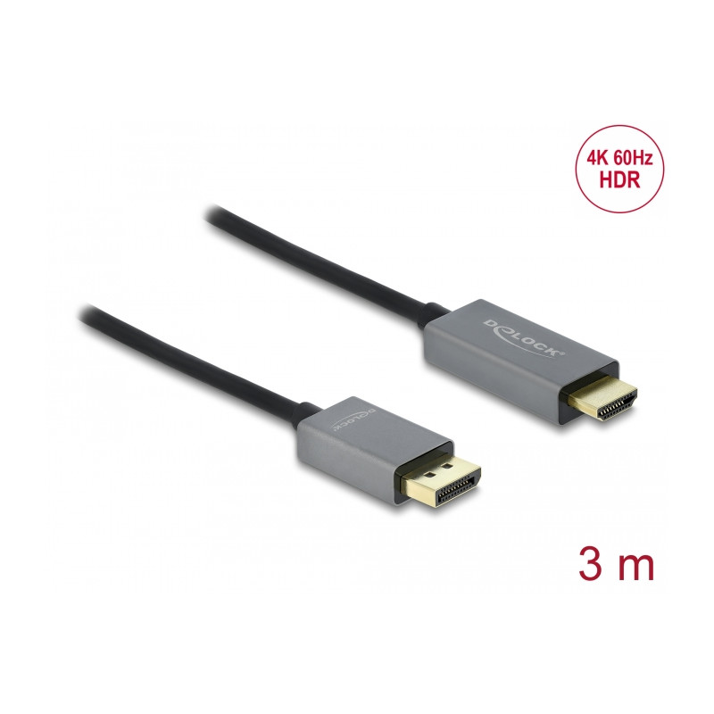 Delock Aktives DisplayPort 1.4 zu HDMI Kabel 4K 60 Hz (HDR) 3 m
