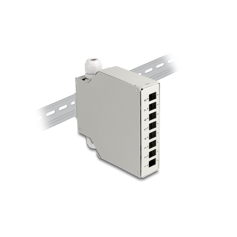 Delock LWL Verteilerbox für Hutschiene 8 Port grau
