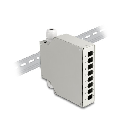 Delock LWL Verteilerbox für Hutschiene 8 Port grau