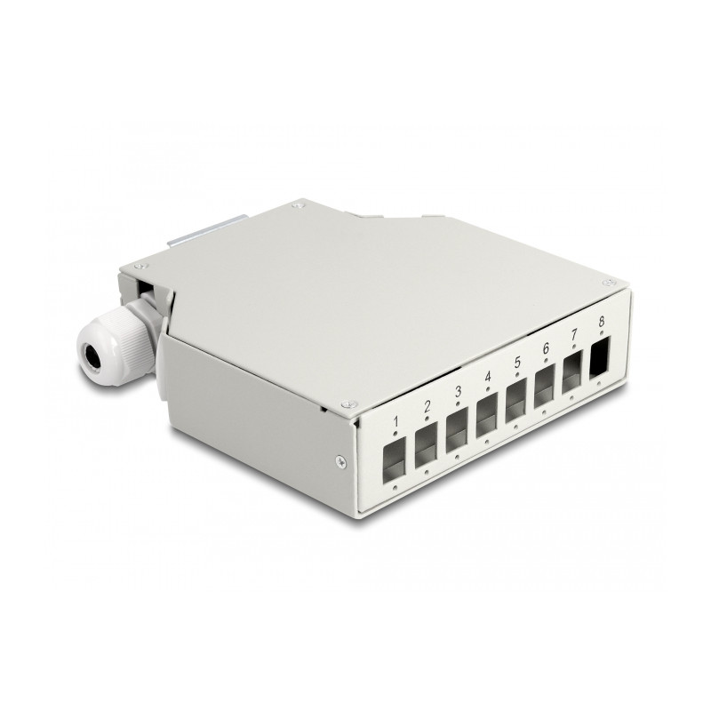 Delock LWL Verteilerbox für Hutschiene 8 Port grau