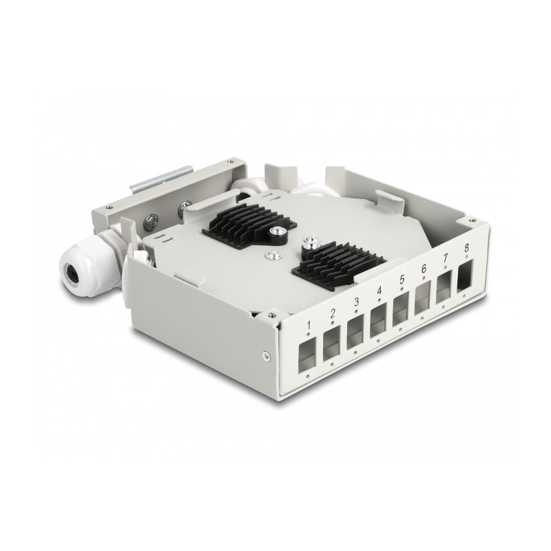 Delock LWL Verteilerbox für Hutschiene 8 Port grau
