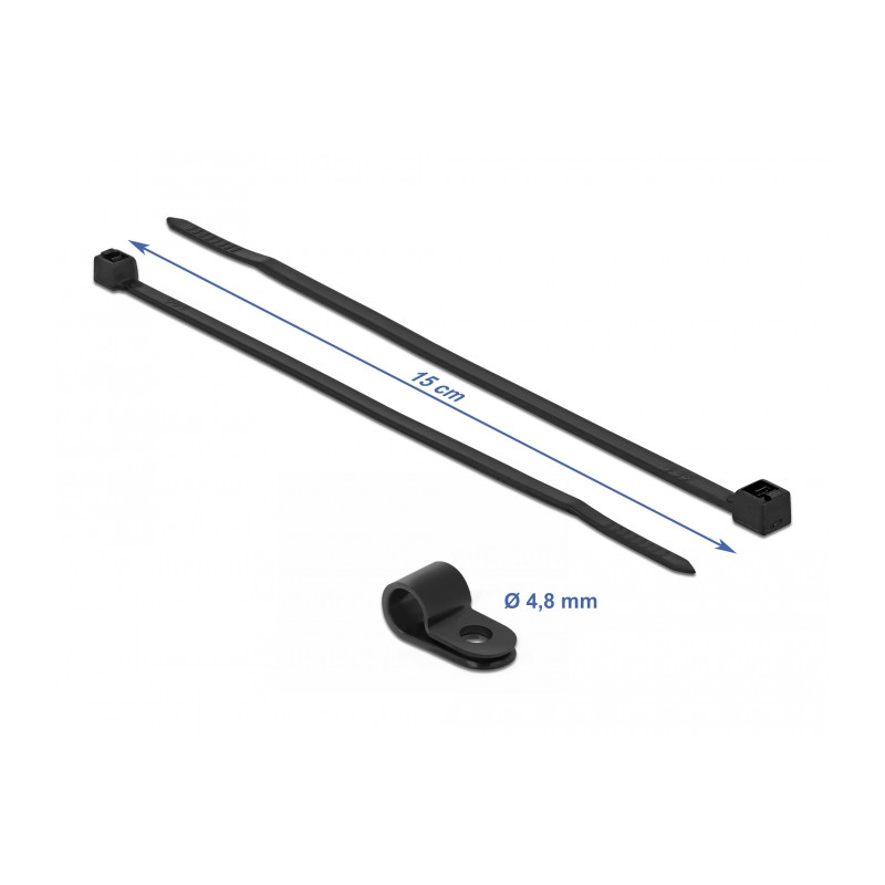 Delock Befestigungsschelle 4,8 mm mit Kabelbinder L 150 x B 2,5 schwarz