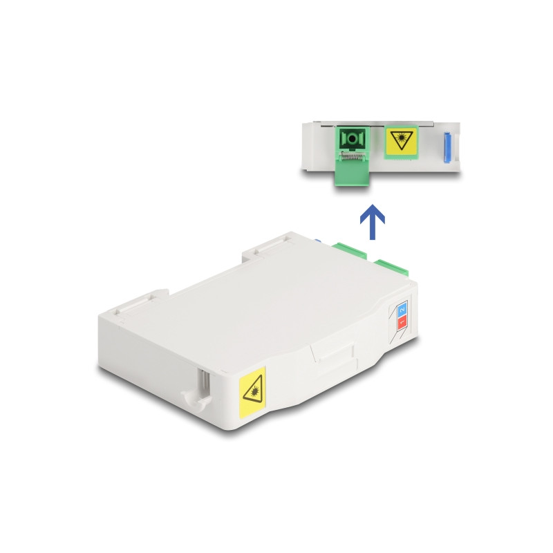 Delock LWL Anschlussdose für Hutschiene mit Spleißhalter und 2 x SC Simplex Kupplung