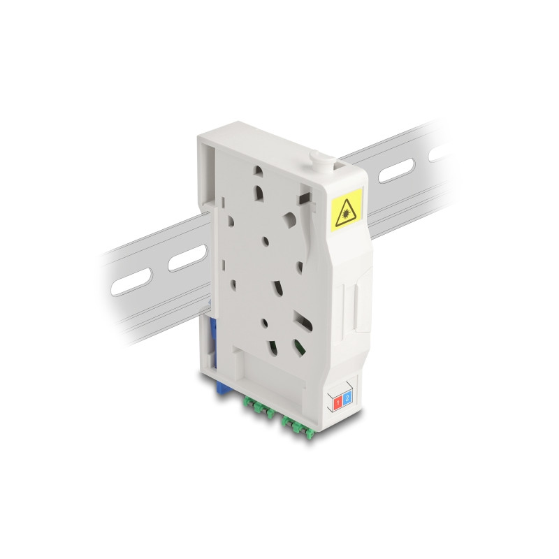 Delock LWL Anschlussdose für Hutschiene mit Spleißhalter und 2 x LC Duplex Kupplung