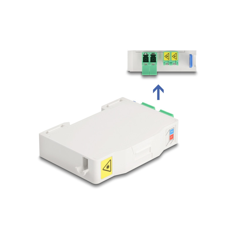 Delock LWL Anschlussdose für Hutschiene mit Spleißhalter und 2 x LC Duplex Kupplung