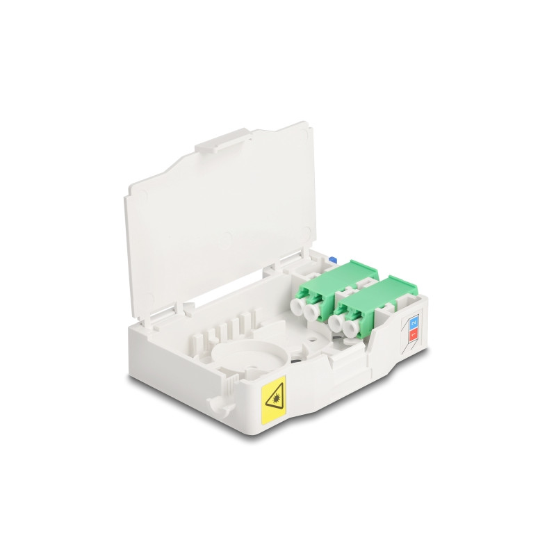 Delock LWL Anschlussdose für Hutschiene mit Spleißhalter und 2 x LC Duplex Kupplung