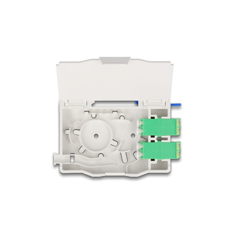 Delock LWL Anschlussdose für Hutschiene mit Spleißhalter und 2 x LC Duplex Kupplung