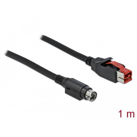 Delock PoweredUSB Kabel Stecker 24 V zu Mini-DIN 3 Pin Stecker 1 m für POS Drucker und Terminals