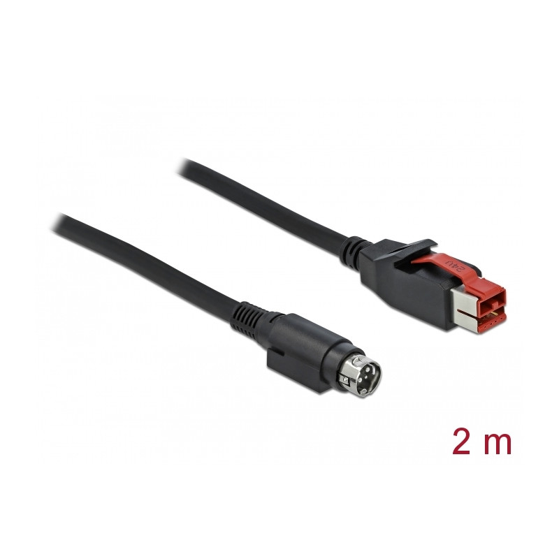 Delock PoweredUSB Kabel Stecker 24 V zu Mini-DIN 3 Pin Stecker 2 m für POS Drucker und Terminals