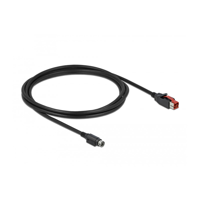 Delock PoweredUSB Kabel Stecker 24 V zu Mini-DIN 3 Pin Stecker 2 m für POS Drucker und Terminals