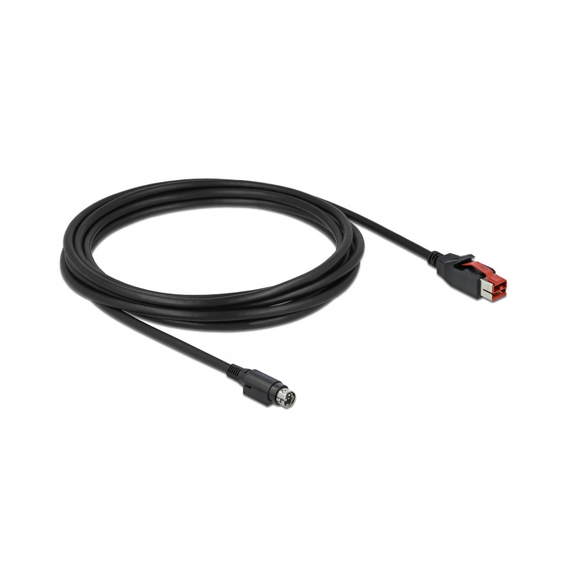 Delock PoweredUSB Kabel Stecker 24 V zu Mini-DIN 3 Pin Stecker 3 m für POS Drucker und Terminals