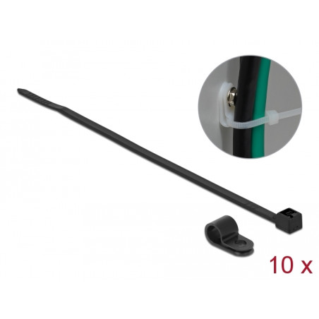 Delock Befestigungsschelle 6,4 mm mit Kabelbinder L 200 x B 3,6 schwarz