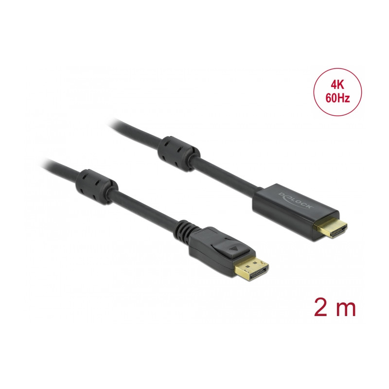 Delock Aktives DisplayPort 1.2 zu HDMI Kabel 4K 60 Hz 2 m