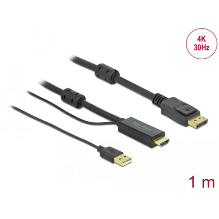 Delock HDMI zu DisplayPort Kabel 4K 30 Hz 1 m