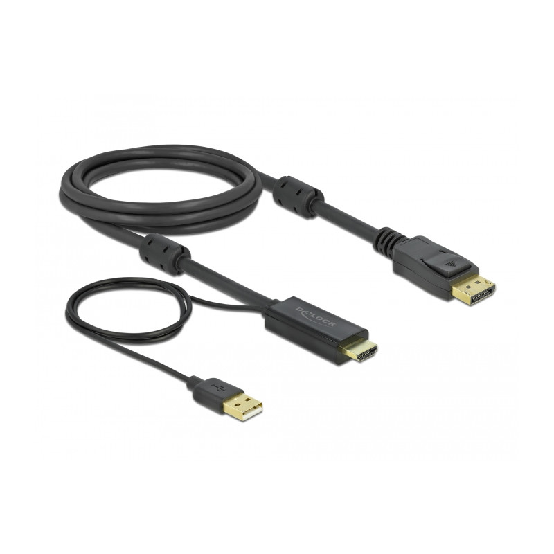 Delock HDMI zu DisplayPort Kabel 4K 30 Hz 2 m