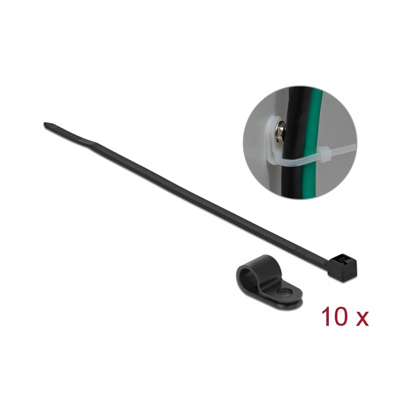 Delock Befestigungsschelle 7,9 mm mit Kabelbinder L 250 x B 3,6 schwarz