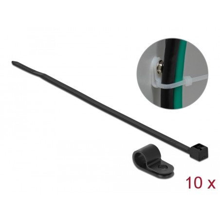 Delock Befestigungsschelle 7,9 mm mit Kabelbinder L 250 x B 3,6 schwarz