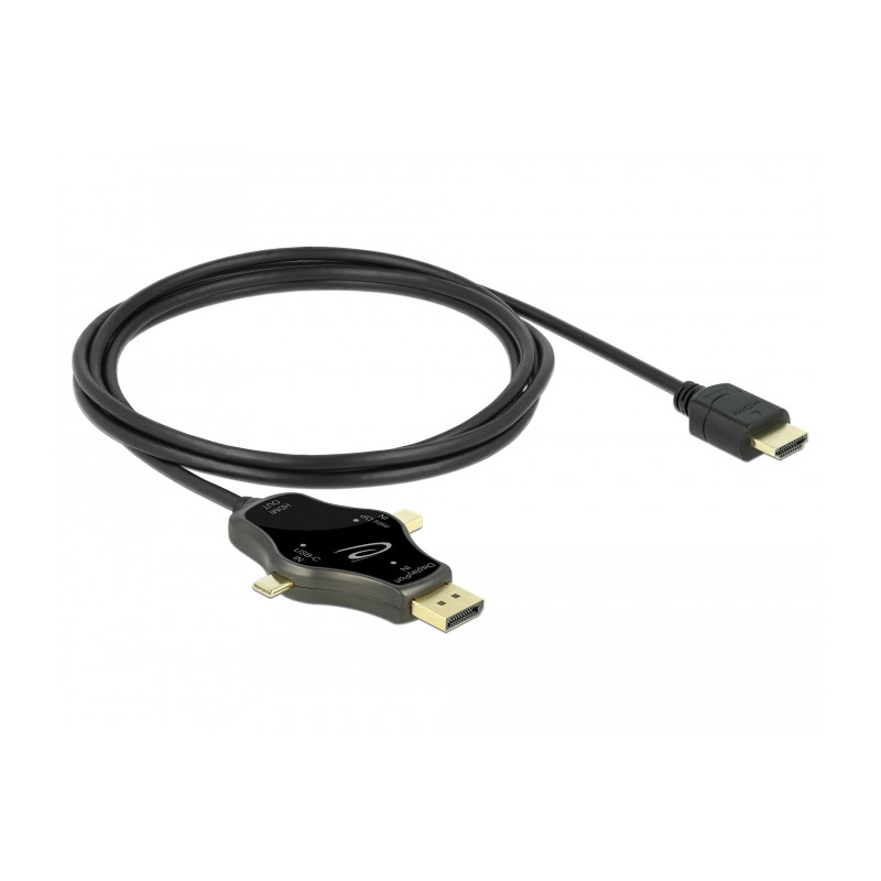 Delock 3 in 1 Monitorkabel mit USB-C™ / DisplayPort / mini DisplayPort Eingang auf HDMI Ausgang mit 4K 60 Hz