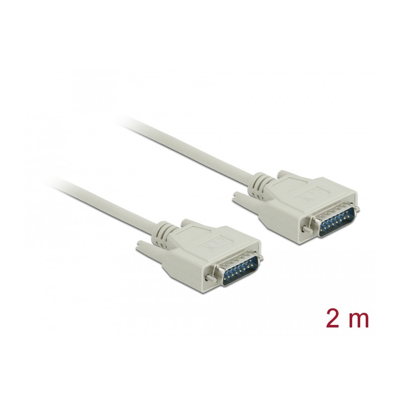 Delock Serielles Kabel D-Sub15 Stecker zu Stecker 2 m