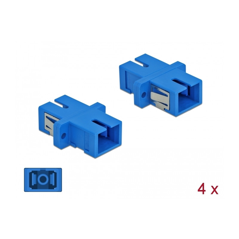 Delock LWL Kupplung SC Simplex Buchse zu SC Simplex Buchse Singlemode 4 Stück blau