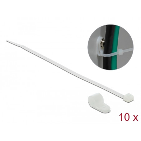 Delock Befestigungsschelle 12,7 mm mit Kabelbinder L 300 x B 4,8 mm weiß