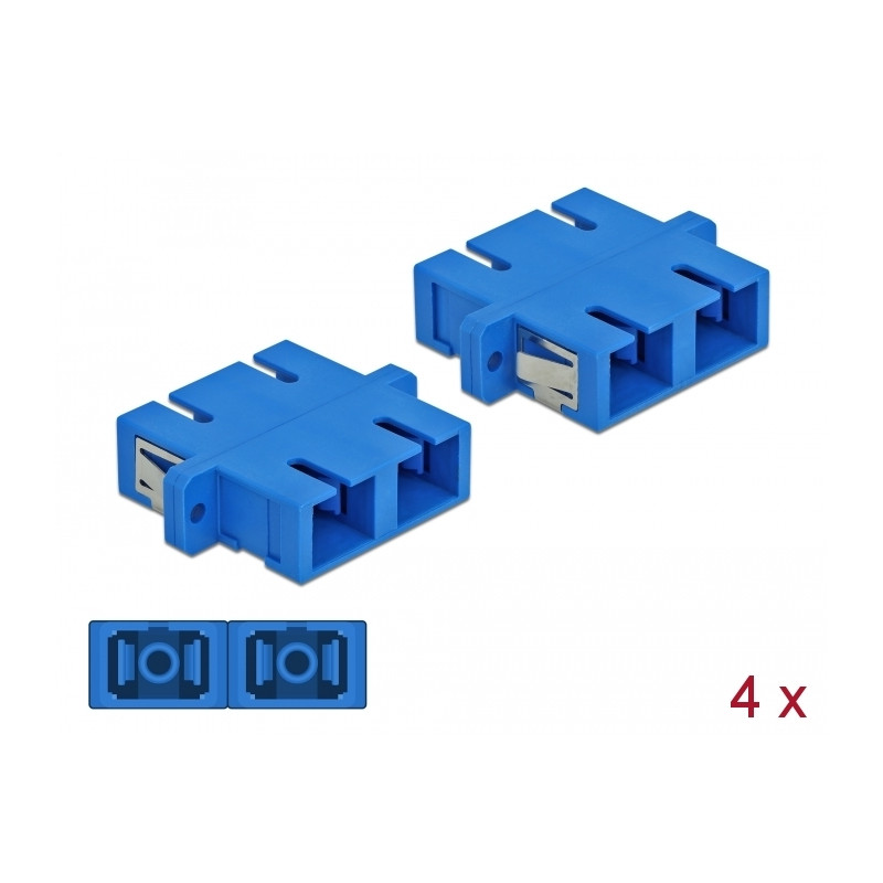 Delock LWL Kupplung SC Duplex Buchse zu SC Duplex Buchse Singlemode 4 Stück blau