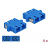 Delock LWL Kupplung SC Duplex Buchse zu SC Duplex Buchse Singlemode 4 Stück blau
