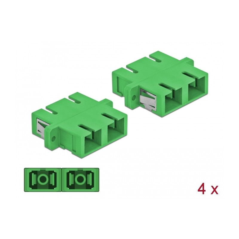 Delock LWL Kupplung SC Duplex Buchse zu SC Duplex Buchse Singlemode 4 Stück grün