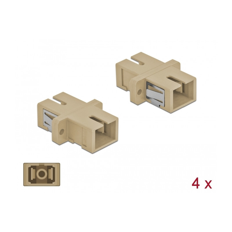 Delock LWL Kupplung SC Simplex Buchse zu SC Simplex Buchse Multimode 4 Stück beige