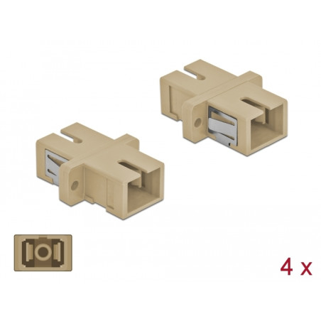 Delock LWL Kupplung SC Simplex Buchse zu SC Simplex Buchse Multimode 4 Stück beige