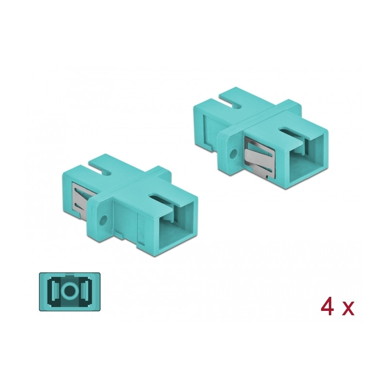 Delock LWL Kupplung SC Simplex Buchse zu SC Simplex Buchse Multimode 4 Stück hellblau