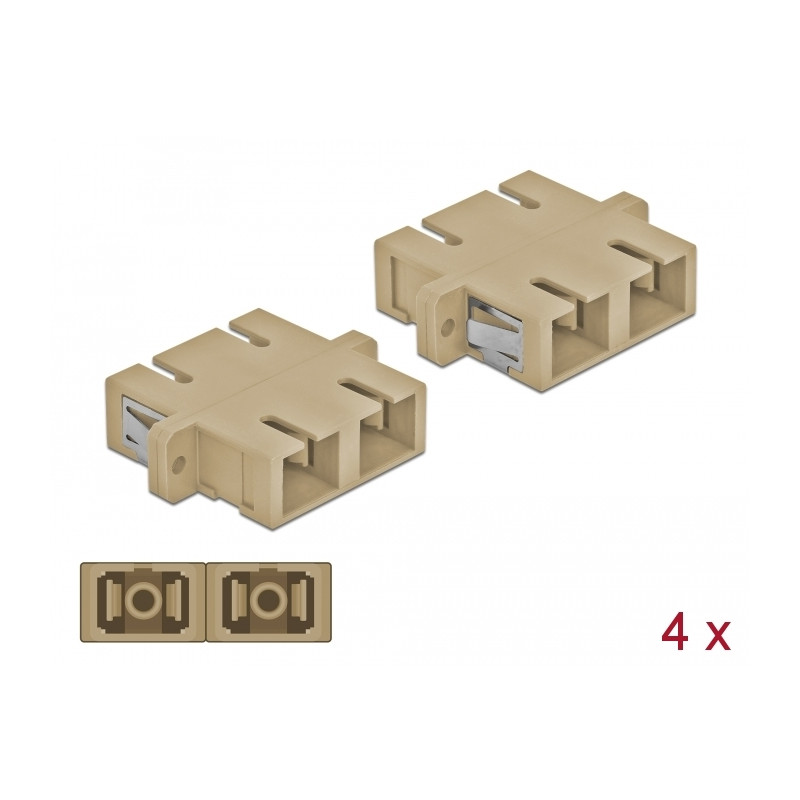 Delock LWL Kupplung SC Duplex Buchse zu SC Duplex Buchse Multimode 4 Stück beige