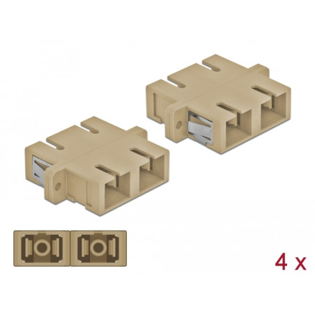 Delock LWL Kupplung SC Duplex Buchse zu SC Duplex Buchse Multimode 4 Stück beige