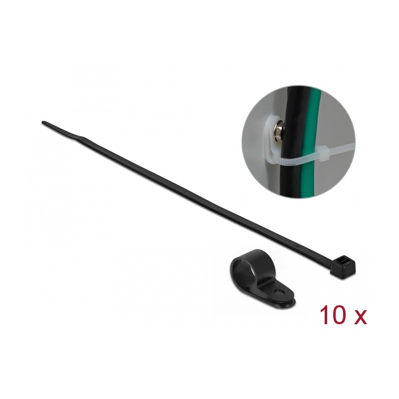 Delock Befestigungsschelle 12,7 mm mit Kabelbinder L 300 x B 4,8 schwarz