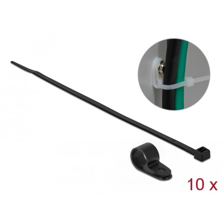 Delock Befestigungsschelle 12,7 mm mit Kabelbinder L 300 x B 4,8 schwarz